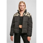 Women's AOP Sherpa Mixed Puffer Jacket Black/sandleo