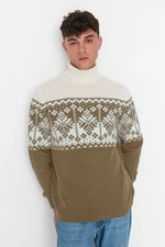 Trendyol Mink Regular Wool Turtleneck Ethnic Knitwear Sweater