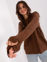 Brown sweater with cables and cuffs