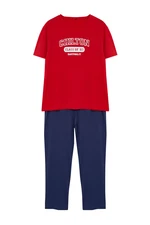 Trendyol Men's Red - Navy Blue Regular Fit Knitted Pajama Set