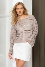 Trendyol Mink Thin Openwork/Hole Knitwear Sweater