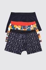 Trendyol Vícebarevný 3-vzorový vzor Mix-Plain Cotton Pack Boxer