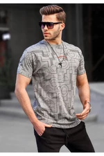 Madmext Dyed Gray Slim Fit Patterned Men's T-Shirt 6074