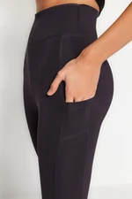 Trendyol Dark Anthracite Matte Full Length Knitted Sports Leggings with Extra Tummy Tuck