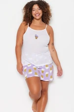 Trendyol Curve Lilac Ice Cream Printed Strap Knitted Pajama Set