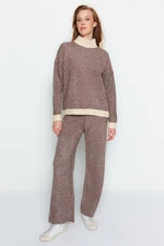 Trendyol Stone Wide Pattern Boucle Yarn Knitwear Bottom-Top Set