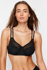 Trendyol Black Micro Tulle Detailed Rope Strap Capless Bralette Knitted Bra