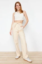 Trendyol Beige Cotton Cargo Woven Trousers