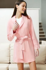 Trendyol Premium Powder Cotton Belted Piping and Sleeve Detailed Modal Knitted Dressing Gown