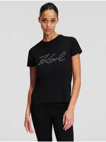 Black women's T-shirt KARL LAGERFELD Rhinestone Logo - Women