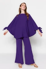 Trendyol Purple Bat Sleeve Woven Aerobin Tunic-Pants Suit