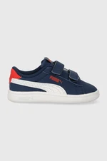 Kožené sneakers boty Puma Smash 3.0 Buck V tmavomodrá barva