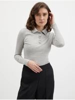 Orsay Light Grey Womens Lined Polo T-Shirt - Women