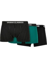 Organic Boxer Shorts 3-Pack Striped AOP+Black+Tree Green