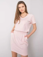 RUE PARIS Light pink dress with belt