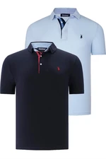 DUAL SET T8582 DEWBERRY MENS T-SHIRT-NAVY BLUE-BABY BLUE