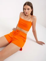 Basic orange high-waisted sweatshirt shorts from RUE PARIS