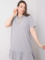 Oversized gray melange dress with ruffles