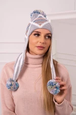 Women's Long Ear Cap Eunika K322 grey+blue