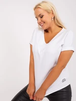 White basic plus size sweatshirt with short sleeves