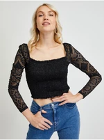 Black Women's Top with Lace Sleeves Guess - Women