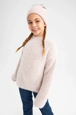 DEFACTO Girl's Christmas Themed Crew Neck Knitwear Pullover