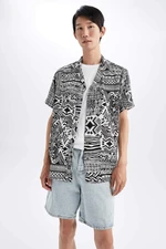 DEFACTO Regular Fit viscose Printed Short Sleeve Shirt