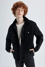 DEFACTO Slim Fit Faux Shearling Collar Jean Jacket