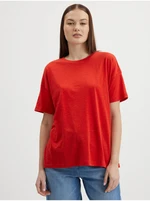 Red loose basic T-shirt Noisy May Mathilde - Women