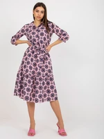 Light purple midi dress with print and collar