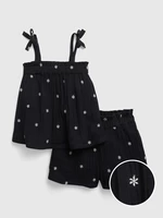 Set of a girly floral tank top and shorts in black GAP
