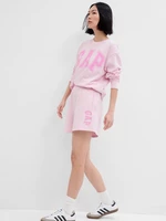 Pink women's tracksuit shorts with GAP logo