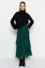 Trendyol Green Animal Patterned Woven Skirt With Lining