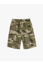 Koton Shorts Camouflage Patterned Side Pockets Tie Waist Cotton