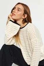 Trendyol Ecru Openwork/Perforated Knitwear Sweater