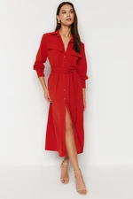 Trendyol Tile Belted Midi Length Woven Shirt Woven Dress