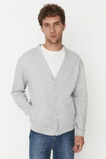 Trendyol Men's Gray Men's Regular/Regular Cut V-neck Cardigan with Buttons