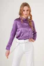 Bigdart 3964 Lightly Flowy Satin Shirt - Purple