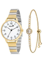 Polo Air Classic Numeral Women's Wristwatch Zircon Stone Bracelet Combination Gold Color