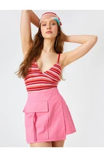 Koton Patterned Crop Singlets Degaje Sweetheart Collar With Straps.