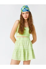 Koton Checkered Mini Skirt with Frilled Elastic Waist.