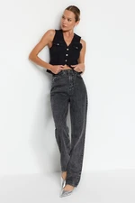 Trendyol Anthracite High Waist Straight Jeans