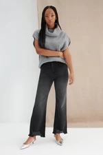 Trendyol Black More Sustainable Leg Detail High Waist Wide Leg Jeans