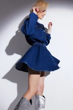 Trendyol Navy Blue Denim Elastic Waist Elegant Dress