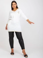 White cotton tunic larger size with V-neck