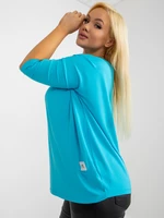 Basic blue plus size viscose blouse