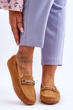 Classic suede moccasins with Camel Amera decoration