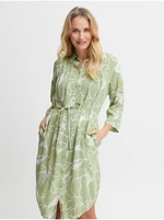 White and Green Women Patterned Shirt Dress Fransa - Women