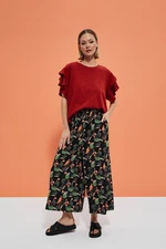 Culotte trousers with tropical print