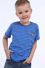 Boys' cornflower blue striped T-shirt